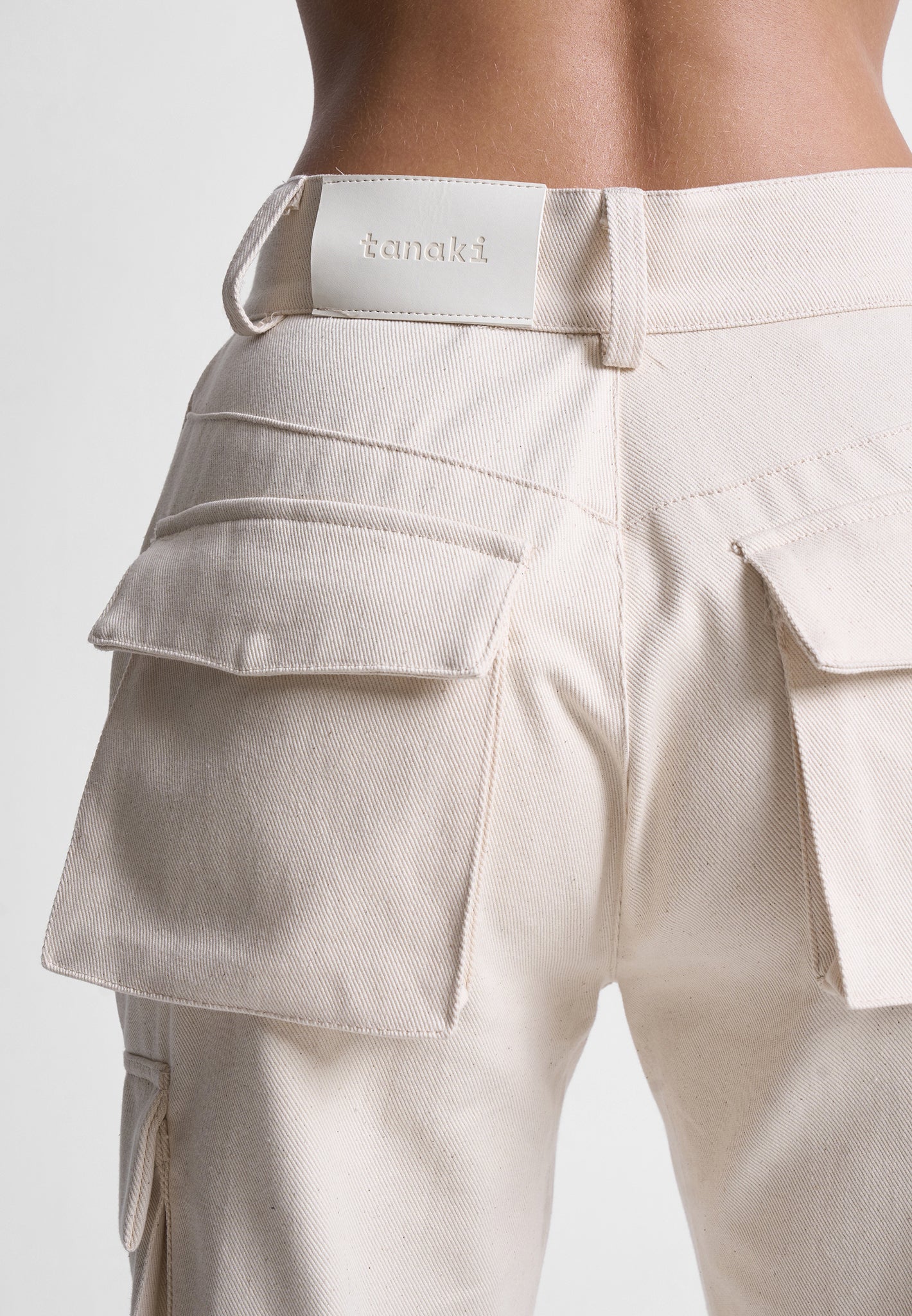 Mid Rise Drill Cargo Pants - Stone