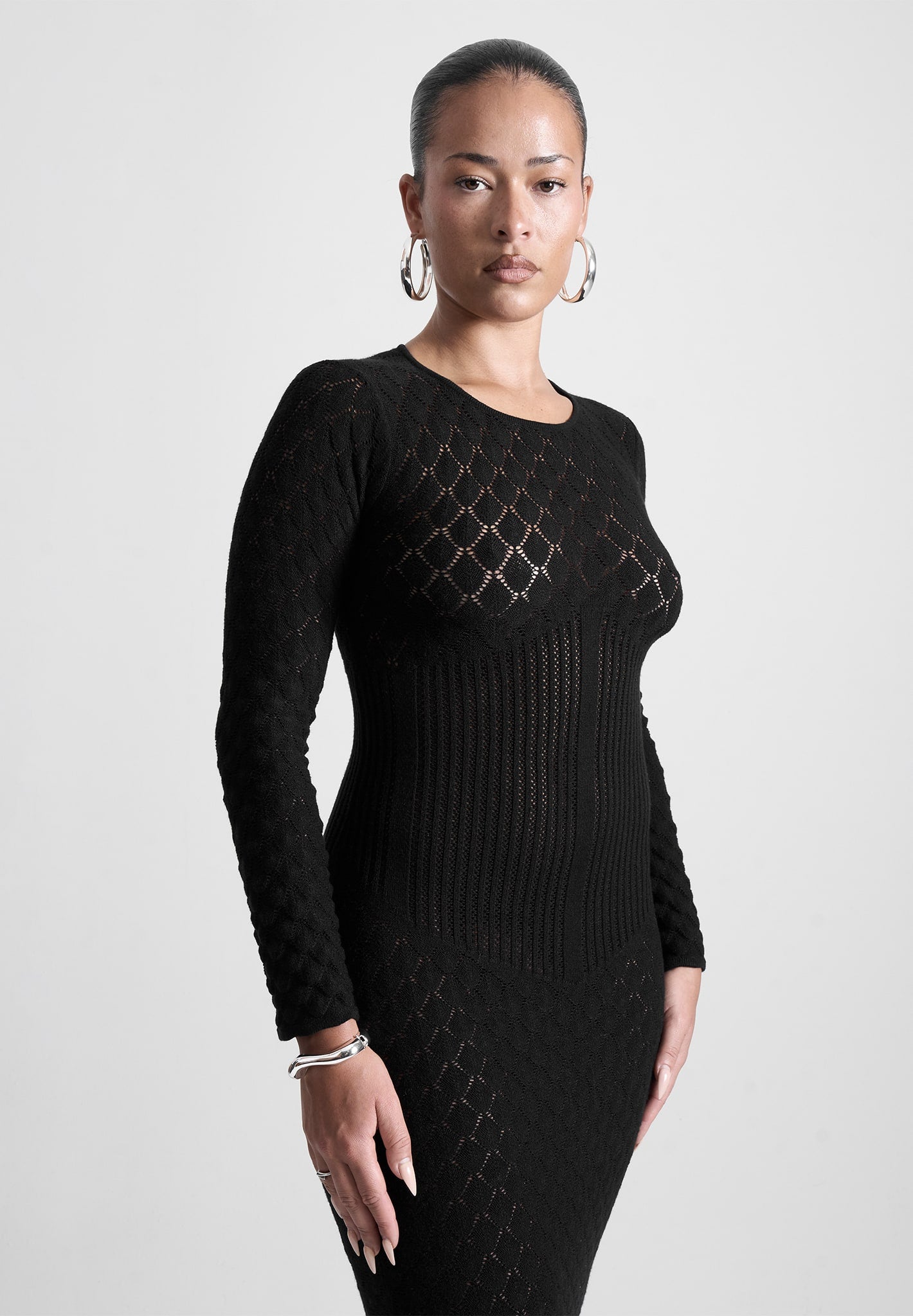 contour-corset-shell-knit-maxi-dress-in-black