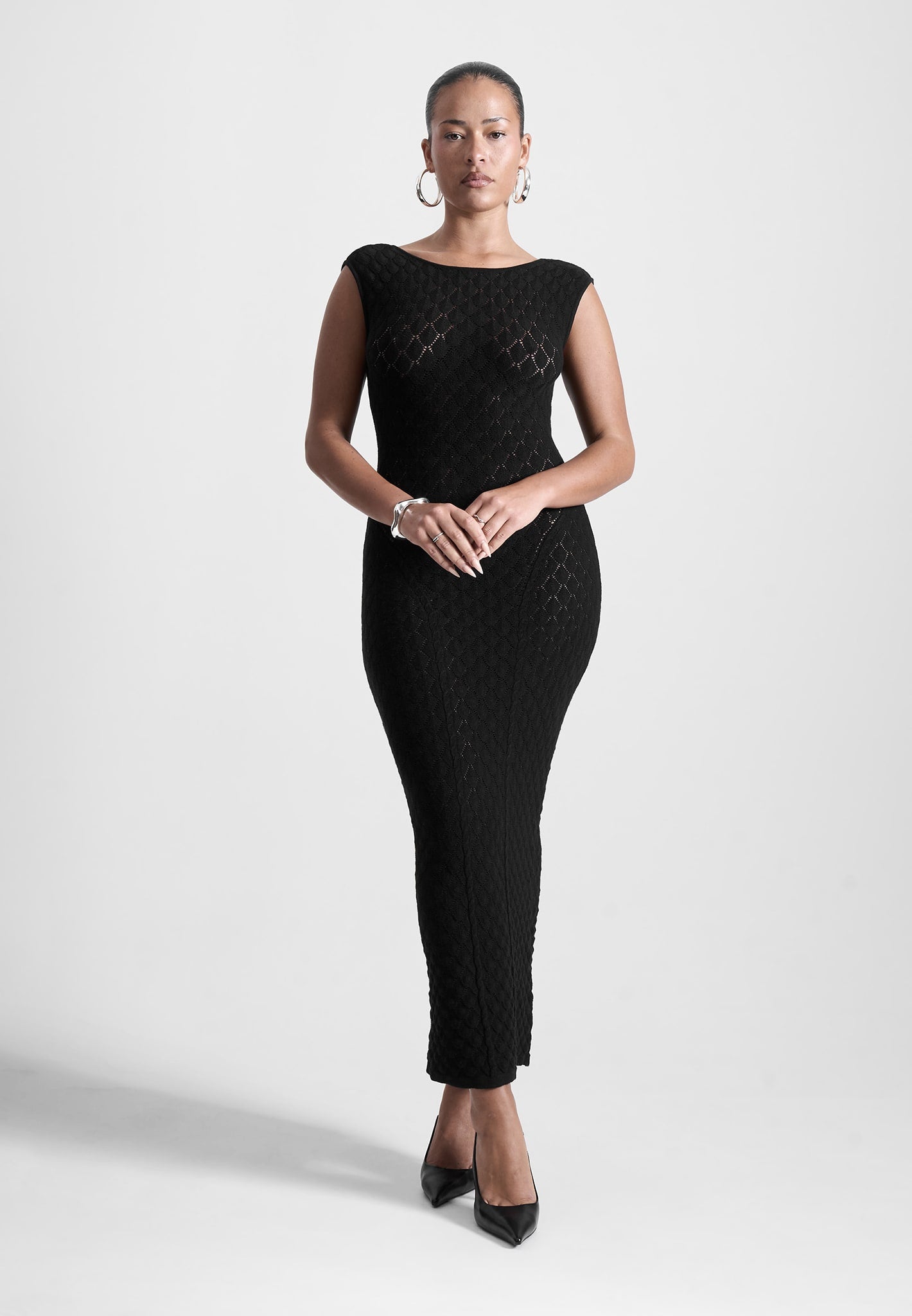 open-back-shell-knit-maxi-dress-in-black