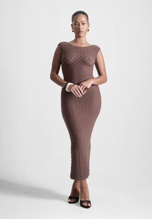 open-back-shell-knit-maxi-dress-in-brown
