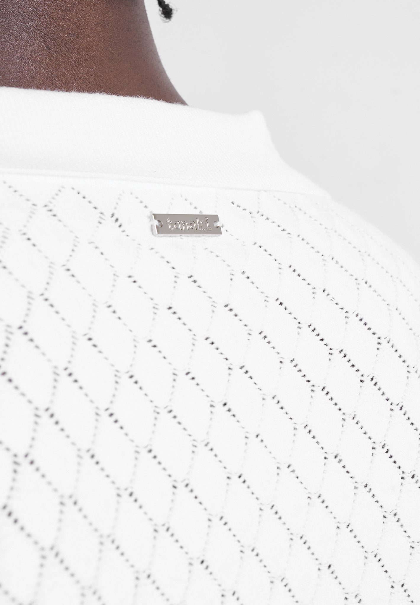 Shell Knit Revere Polo Top - White