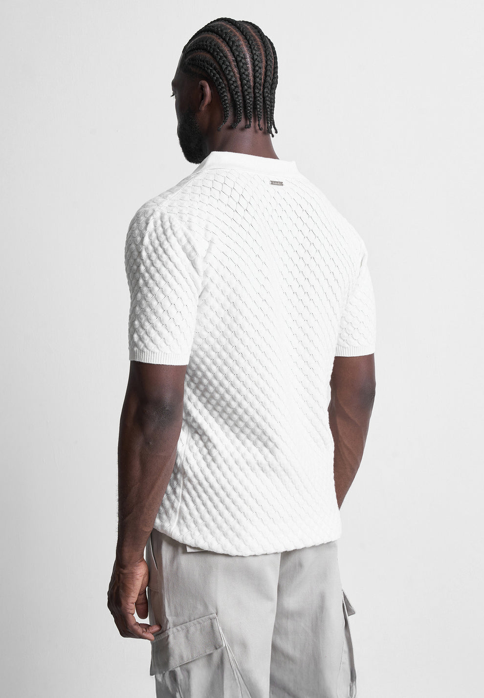 Shell Knit Revere Polo Top - White – tanakistores