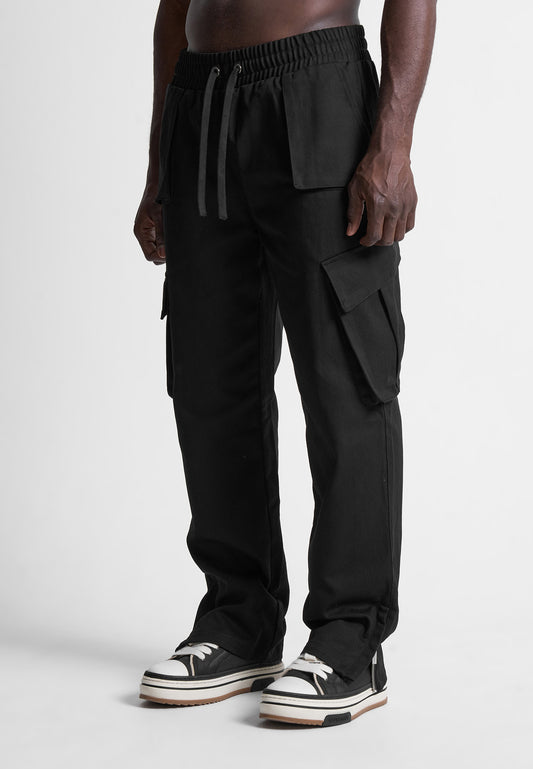 Drill Angled Cargo Pants - Black