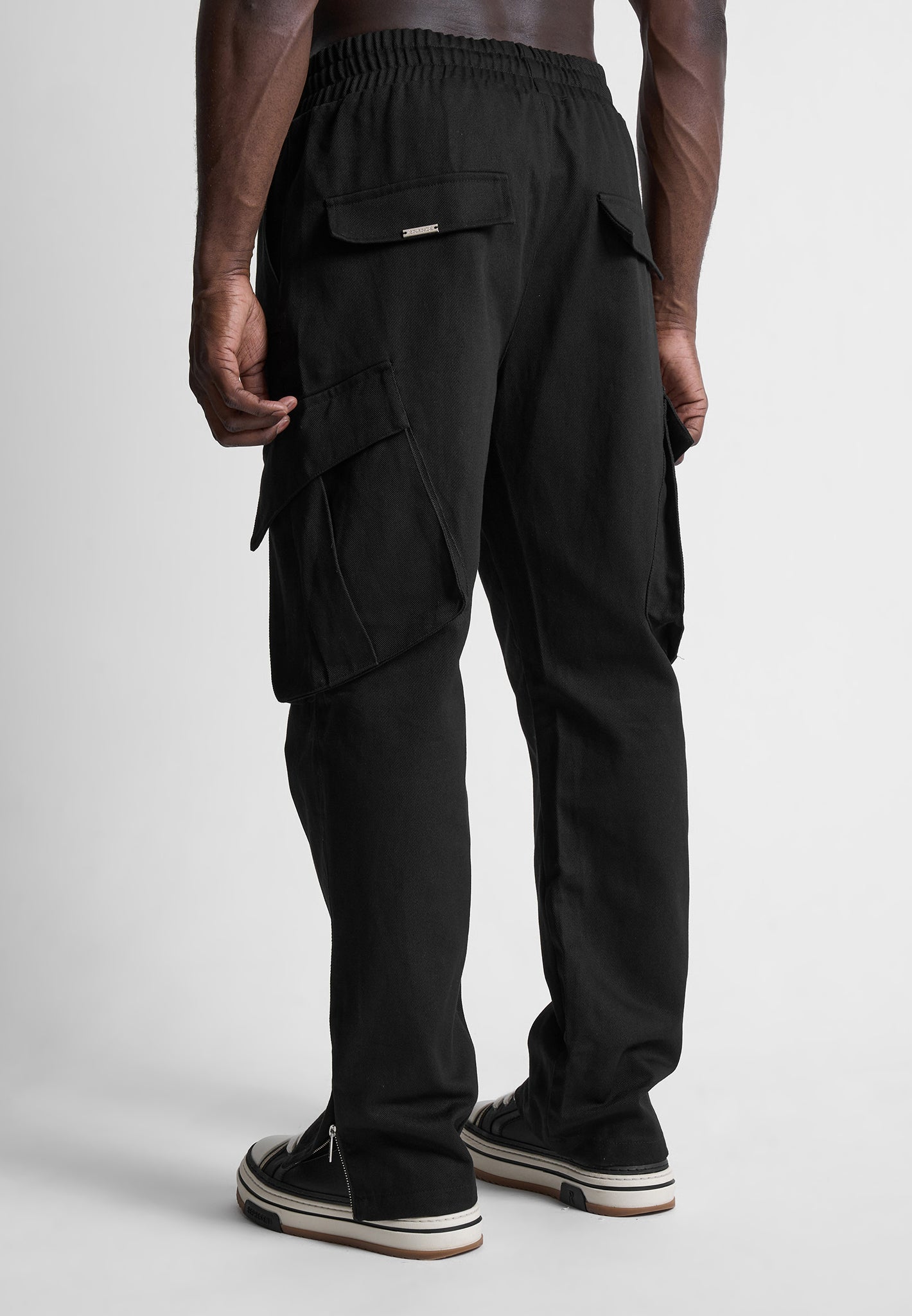 Drill Angled Cargo Pants - Black